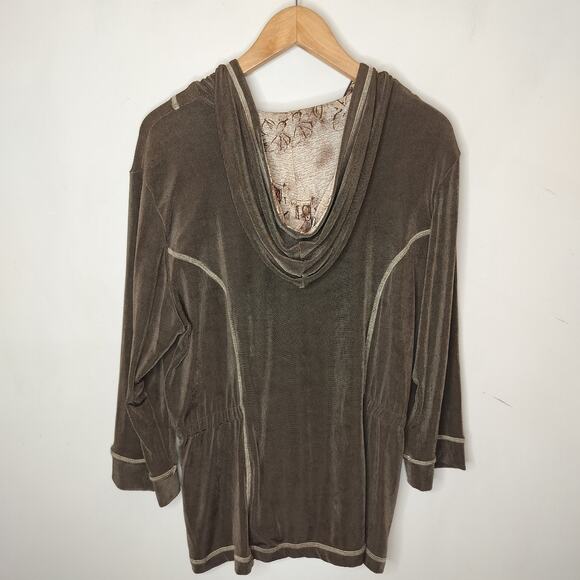 Coldwater Creek Hooded Jacket Stretchy Slinky Button Up Hoodie - Picture 7 of 9